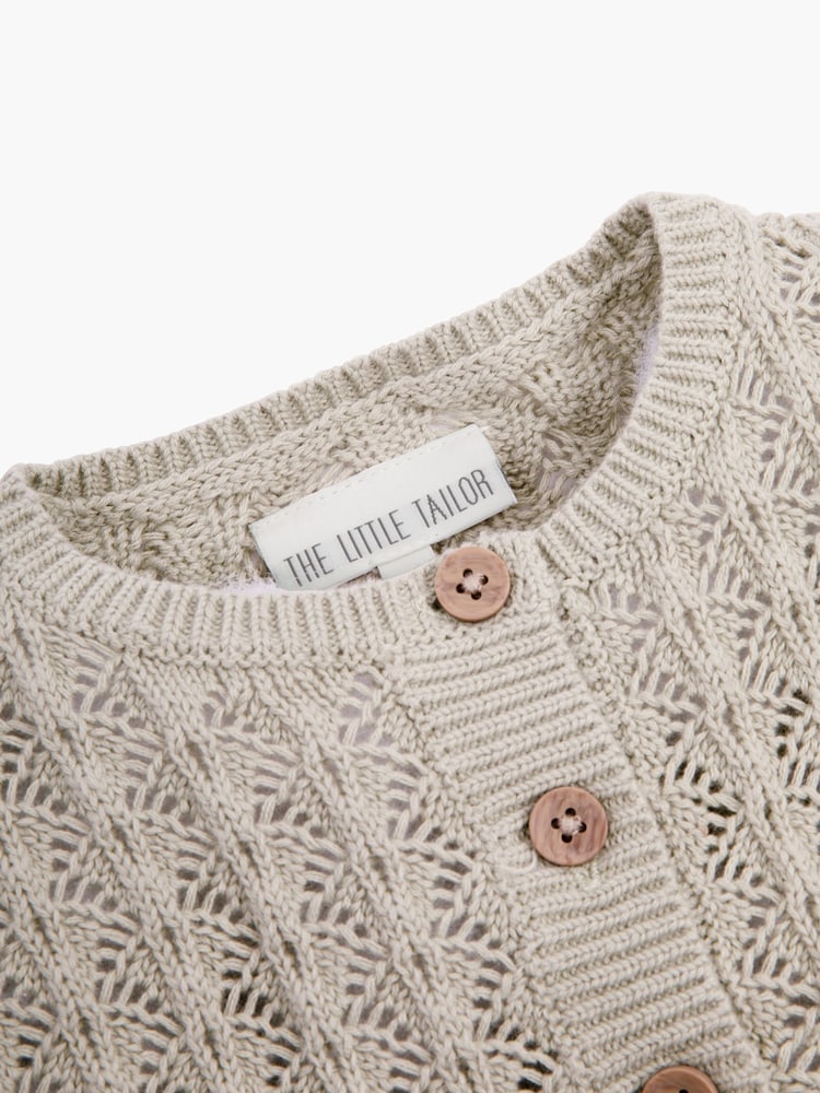 The Little Tailor Baby 100% Cotton Scallop Design Pointelle Cardigan - Image 5 of 6