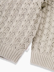Natural - The Little Tailor Baby 100% Cotton Scallop Design Pointelle Cardigan - Imagen 6 de 6