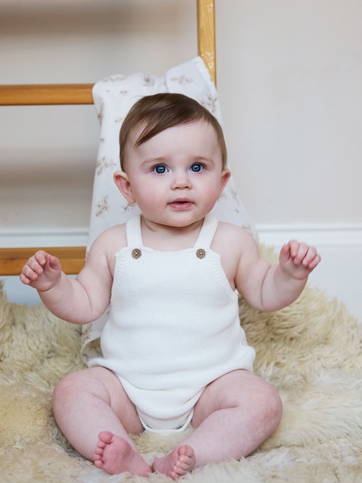 The Little Tailor White Stylish Knitted Cotton Romper