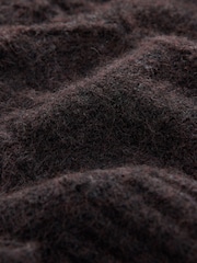 Chocolate Brown Wool Blend Cable Knit Crew Neck Jumper - Image 11 of 13
