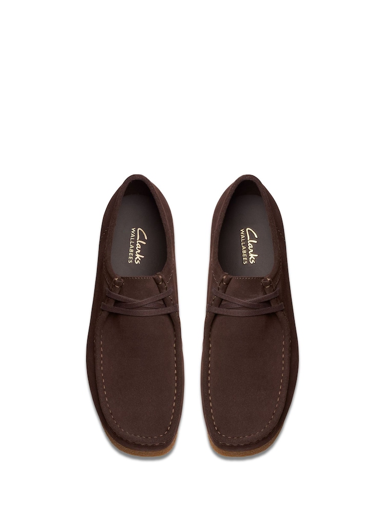 Clarks Dark Brown Suede Suede Wallabee EVO Shoes - Image 6 of 8