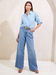 Lipsy Blue Button Through Shirt - Image 1 of 4
