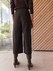 Chocolate Brown N. Premium Herringbone Culottes With Wool - Image 2 of 8