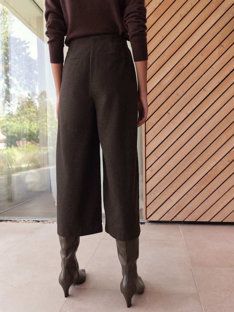 Chocolate Brown N. Premium Herringbone Culottes With Wool - Image 2 of 8 Chocolate Brown N. Premium Herringbone Culottes With Wool - Image 2 of 8