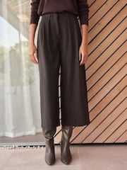 Chocolate Brown N. Premium Herringbone Culottes With Wool - Image 3 of 8