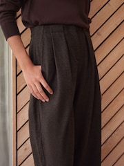Chocolate Brown N. Premium Herringbone Culottes With Wool - Image 4 of 8