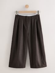 Chocolate Brown N. Premium Herringbone Culottes With Wool - Image 6 of 8