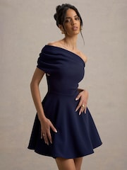 Club L London Blue Agnes One Shoulder Mini Dress - Image 5 of 6