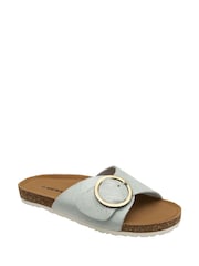 كرومي أسود - Dunlop Ladies Single Large Buckle Footbed Sandals - صورة 1 من 4
