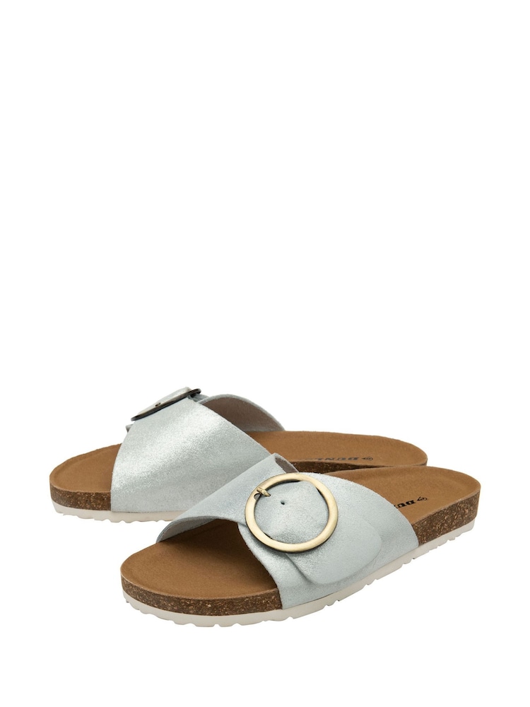 كرومي أسود - Dunlop Ladies Single Large Buckle Footbed Sandals - صورة 2 من 4