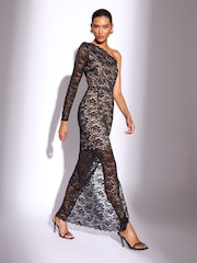 Lace One Shoulder Bodycon Midaxi Dress - Imagen 3 de 4