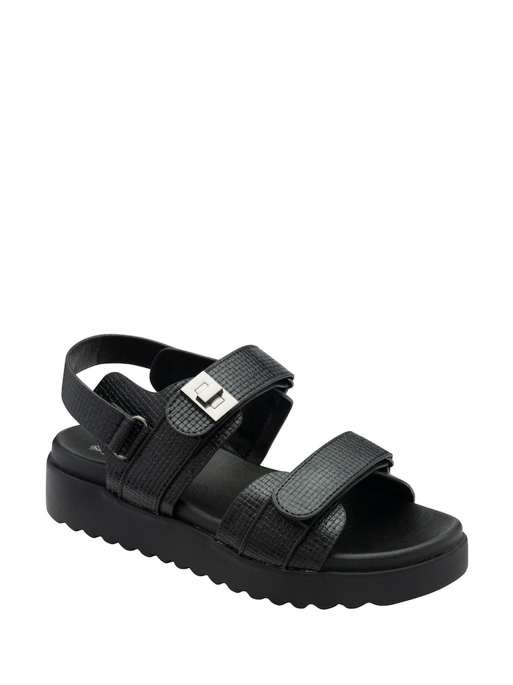 Dunlop Black Ladies Twin Strap Flatform Sandals - Image 1 of 4