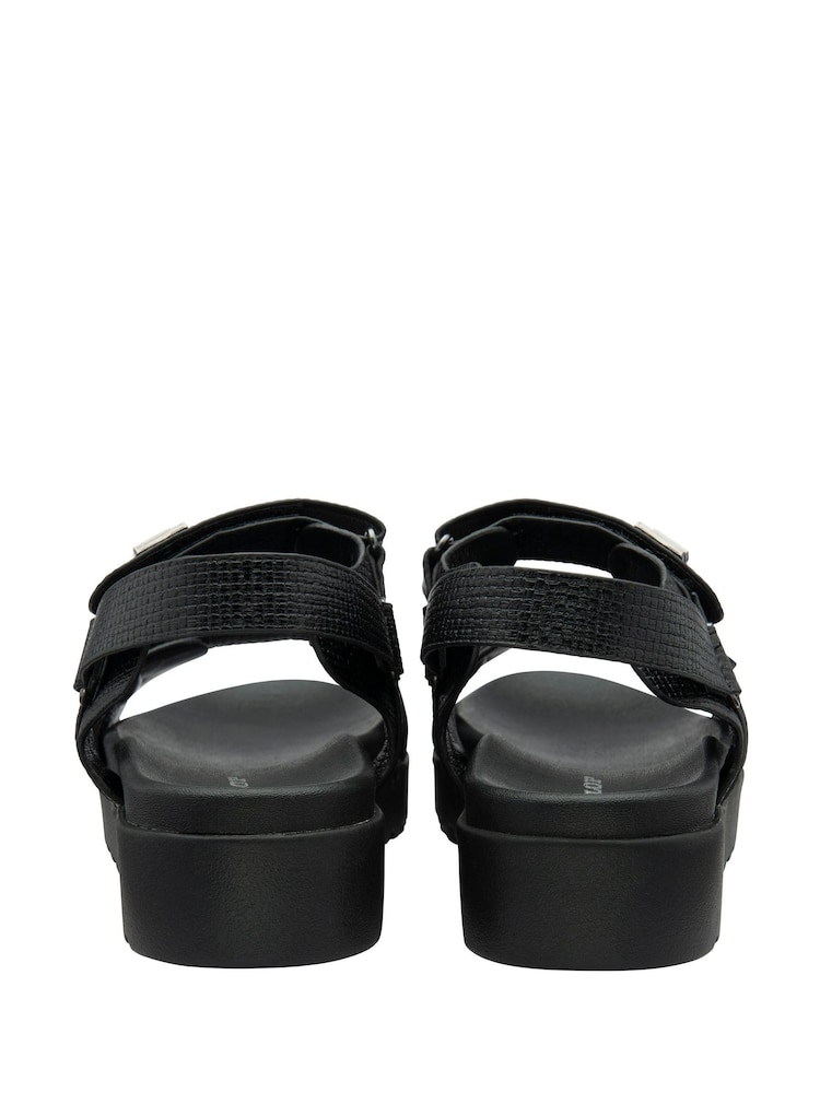 Dunlop Black Ladies Twin Strap Flatform Sandals - Image 2 of 4