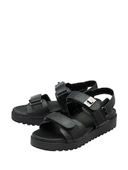Dunlop Black Ladies Twin Strap Flatform Sandals - Image 3 of 4