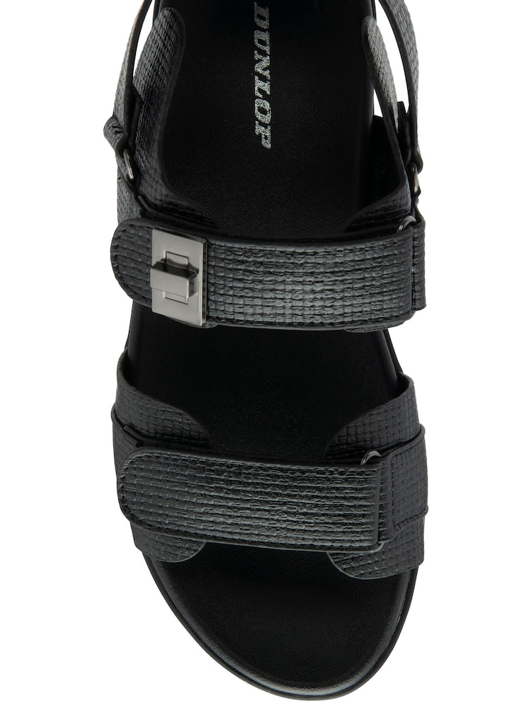 Dunlop Black Ladies Twin Strap Flatform Sandals - Image 4 of 4