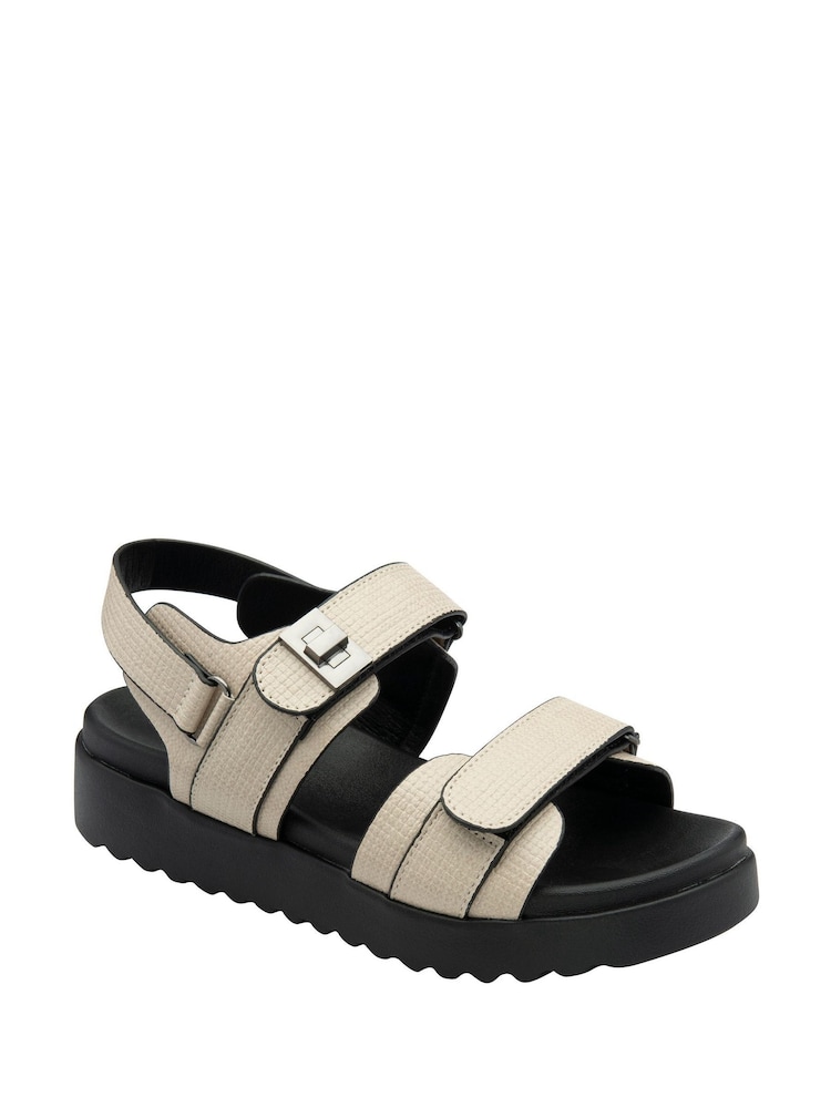Dunlop Cream Ladies Twin Strap Flatform Sandals - Image 3 of 3 Dunlop Cream Ladies Twin Strap Flatform Sandals - Image 3 of 3
