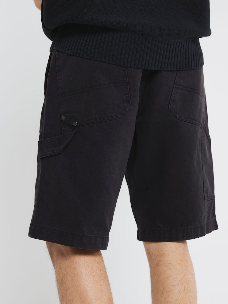 River Island Black Carpenter 100% Cotton Shorts - Image 2 of 4