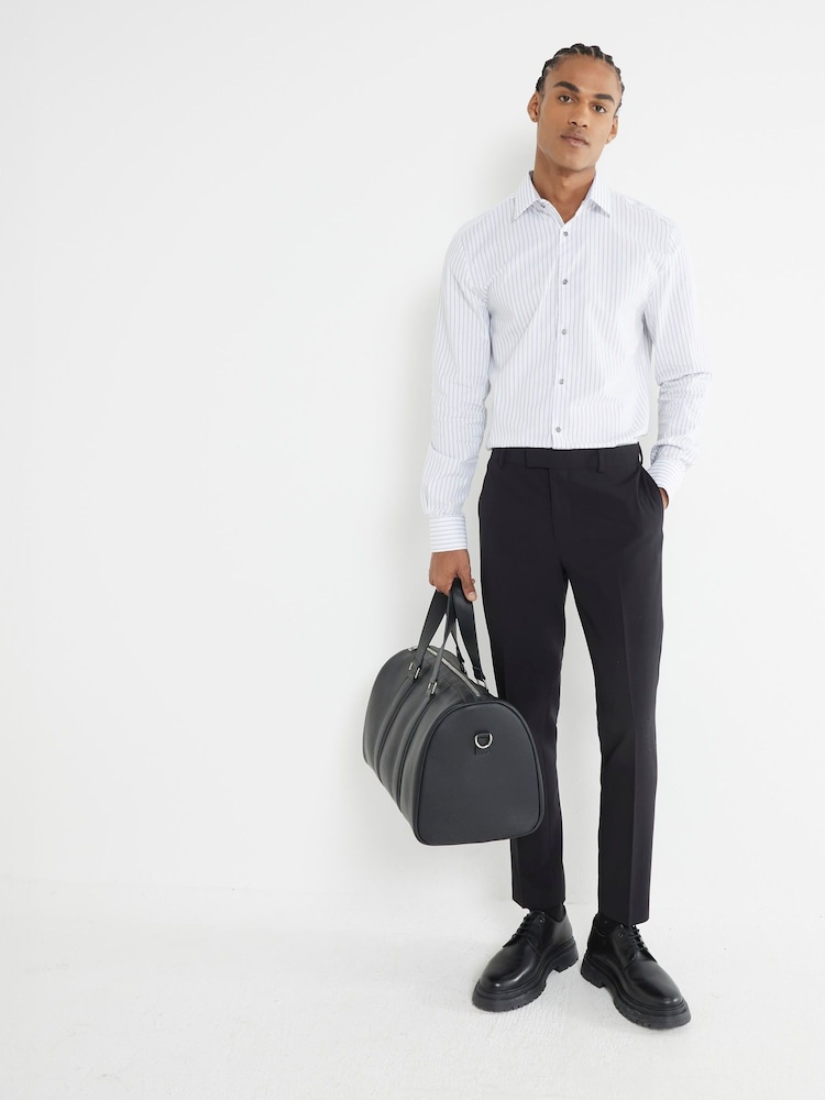 River Island White Pinstripe 100% Cotton Formal Shirt - Image 4 of 4
