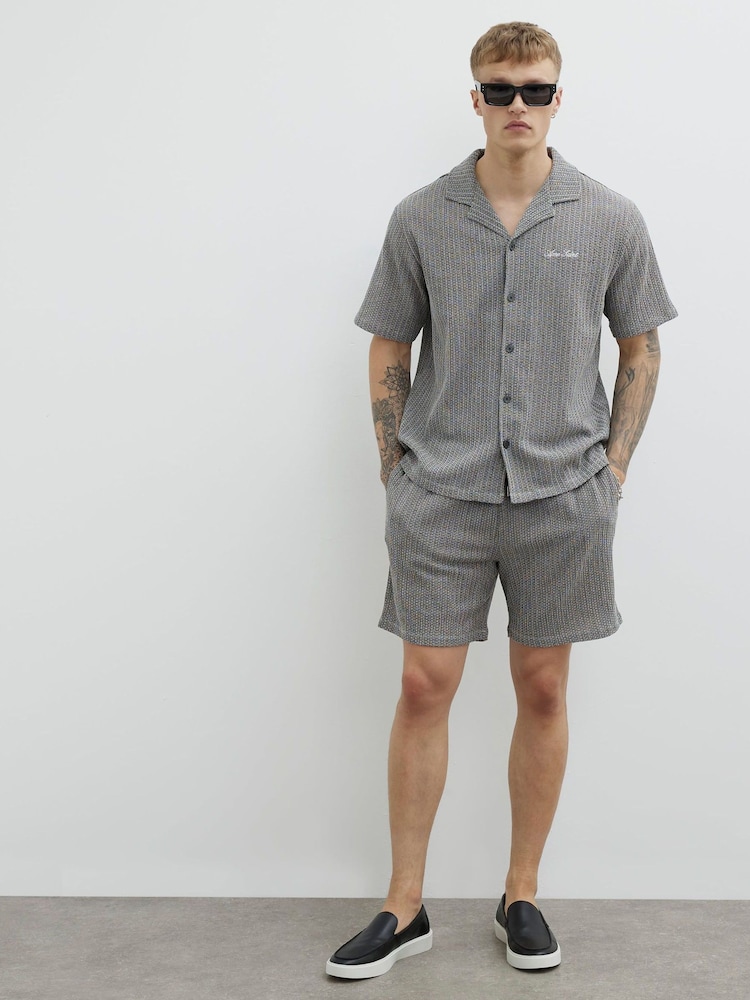 River Island Grey Regular Fit Plisse Shorts - Image 1 of 4