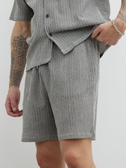 River Island Grey Regular Fit Plisse Shorts - Image 4 of 4