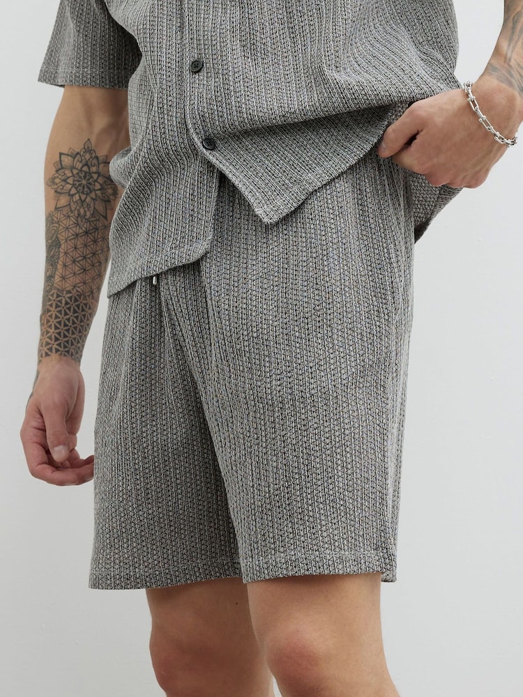River Island Grey Regular Fit Plisse Shorts - Image 4 of 4