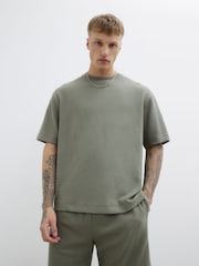 River Island Green Textured Crinkle T-Shirt - Image 1 of 4