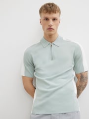 River Island Green Blocked Knit Polo Shirt - Image 4 of 4