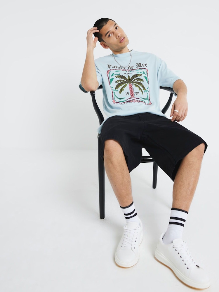 River Island Blue Palais De Mer 100% Cotton T-Shirt - Image 2 of 4