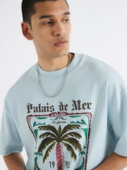 River Island Blue Palais De Mer 100% Cotton T-Shirt - Image 3 of 4