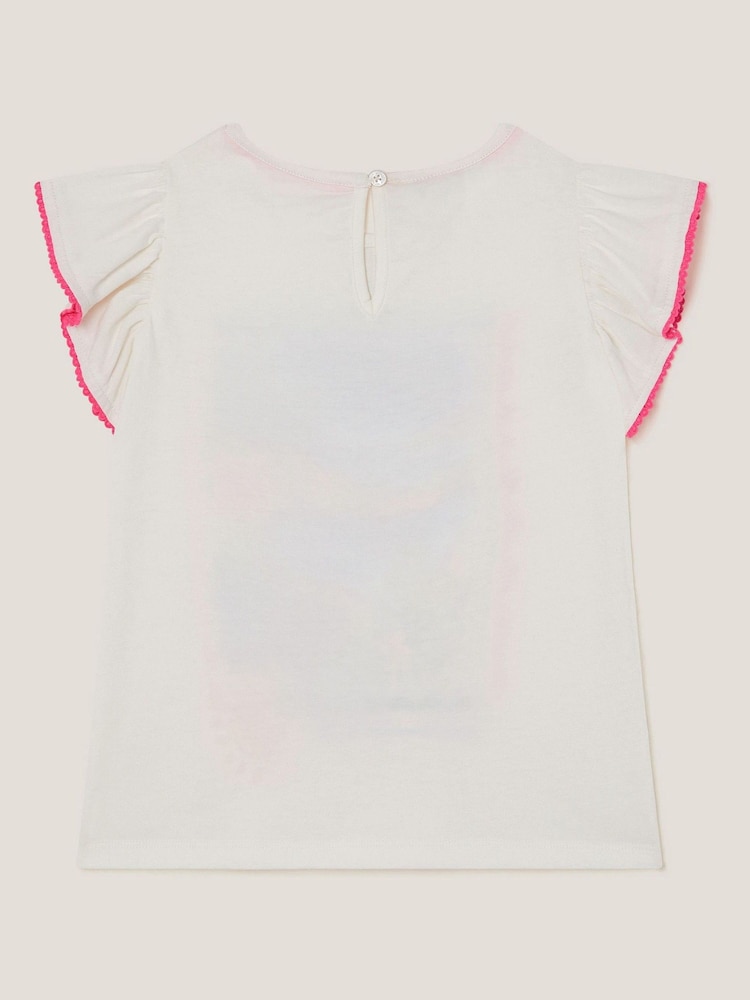 Monsoon White Resort Scene Embellished 100% Cotton T-Shirt - Image 2 of 3