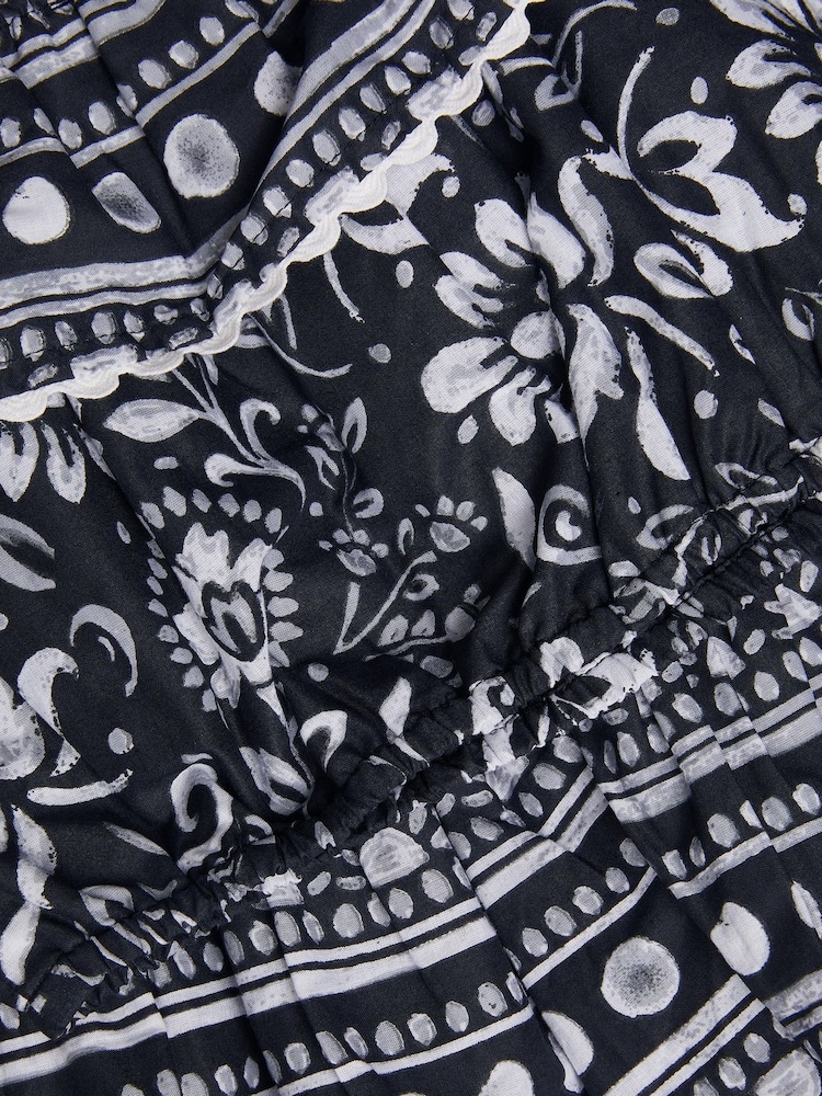 Monsoon Black Tile Print 100% Cotton Top and Skirt Set - Image 4 of 4