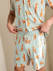 Chelsea Peers Blue Light Meerkat Print Short Pyjamas Set - Image 3 of 5