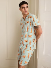 Chelsea Peers Blue Light Meerkat Print Short Pyjamas Set - Image 4 of 5