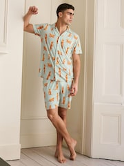 Chelsea Peers Blue Light Meerkat Print Short Pyjamas Set - Image 5 of 5