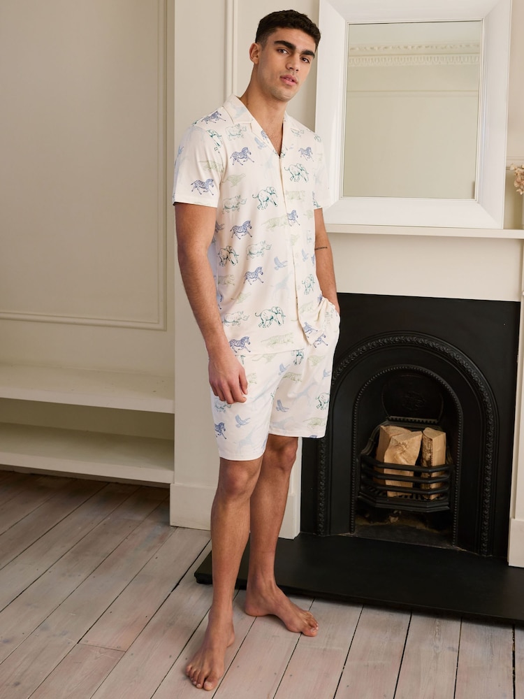 Chelsea Peers White Racing Animal Print Short Pyjamas Set - Image 5 of 5