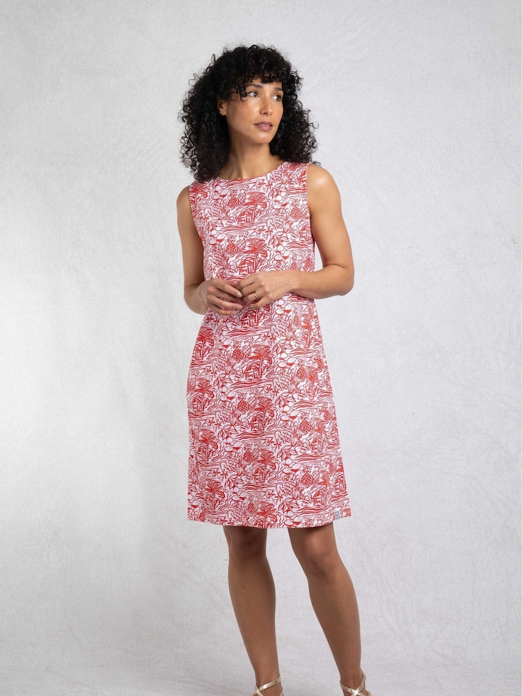 Rojo - Weird Fish Adenea 100% Cotton Jersey Shift Dress - Imagen 2 de 7 Rojo - Weird Fish Adenea 100% Cotton Jersey Shift Dress - Imagen 2 de 7