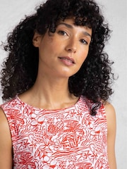 Weird Fish Red Adenea 100% Cotton Jersey Shift Dress - Image 4 of 7