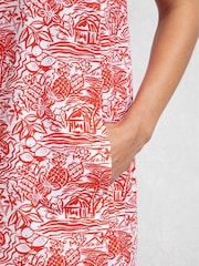 Weird Fish Red Adenea 100% Cotton Jersey Shift Dress - Image 6 of 7