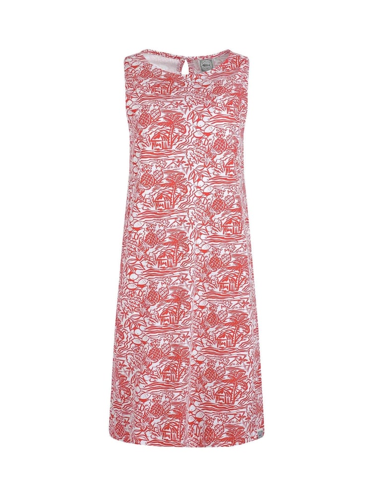 Weird Fish Red Adenea 100% Cotton Jersey Shift Dress - Image 7 of 7
