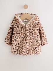 Leopard Print Faux Fur Hooded Baby Jacket (0mths-2yrs) - Image 1 of 11