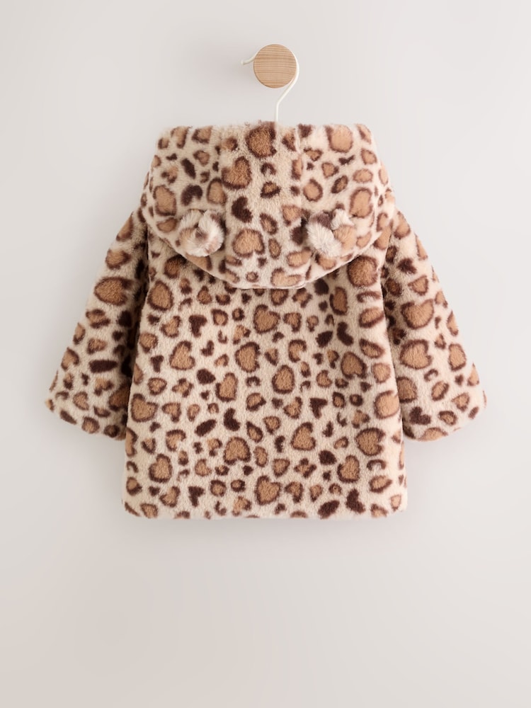Leopard Print Faux Fur Hooded Baby Jacket (0mths-2yrs) - Image 2 of 11