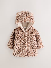 Leopard Print Faux Fur Hooded Baby Jacket (0mths-2yrs) - Image 3 of 11