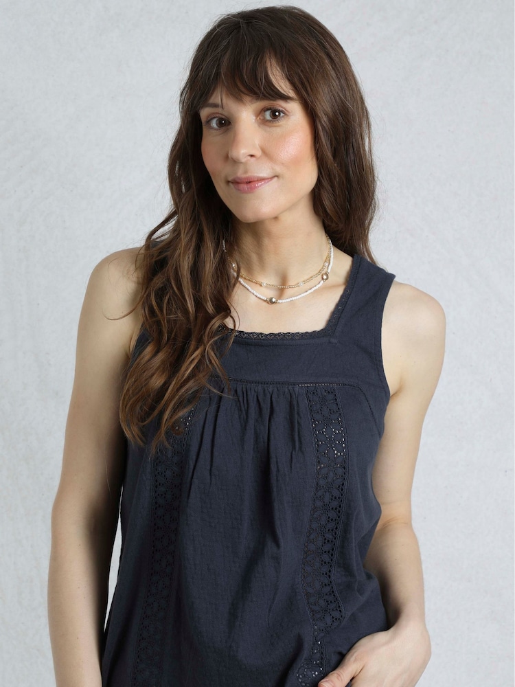 Weird Fish Light Blue Chelle Square Neck Jersey 100% Organic Cotton Vest - Image 2 of 8