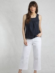 Weird Fish Light Blue Chelle Square Neck Jersey 100% Organic Cotton Vest - Image 4 of 8