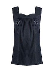 Weird Fish Light Blue Chelle Square Neck Jersey 100% Organic Cotton Vest - Image 7 of 8