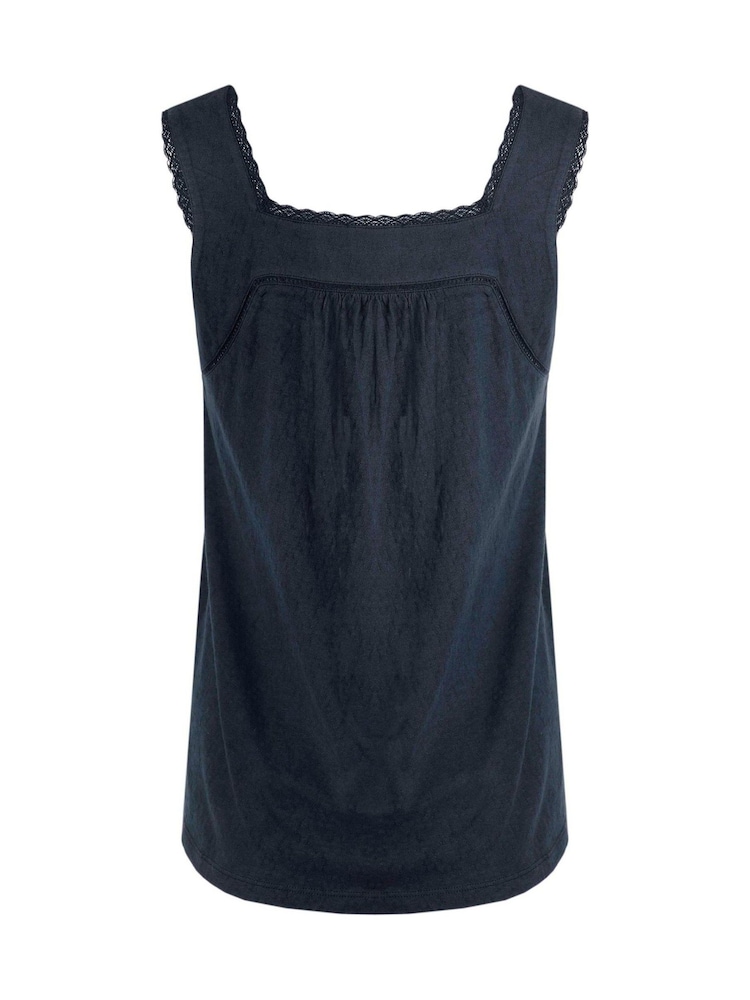 Weird Fish Light Blue Chelle Square Neck Jersey 100% Organic Cotton Vest - Image 8 of 8