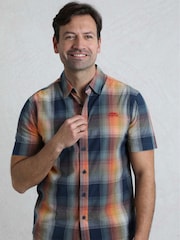Синий - Weird Fish Judd Short Sleeve 100% Cotton Check Shirt - Изображение 1 из 7