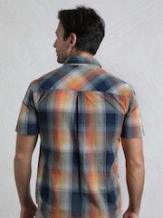 Синий - Weird Fish Judd Short Sleeve 100% Cotton Check Shirt - Изображение 2 из 7