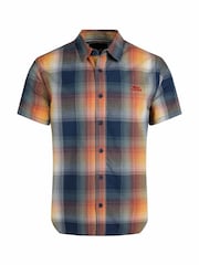 Синий - Weird Fish Judd Short Sleeve 100% Cotton Check Shirt - Изображение 6 из 7