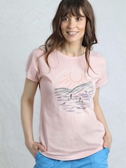 Weird Fish Pink Adventure Awaits Slub Graphic 100% Organic Cotton T-Shirt - Image 1 of 6